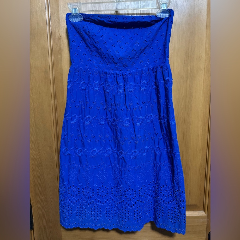Old Navy Strapless Blue Eyelet Dress
